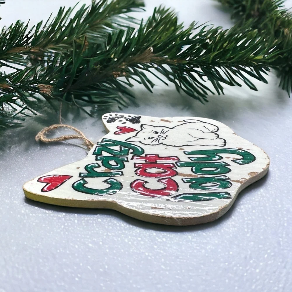 NOT FOR SALE - Pawsitively Purr-fect Handprinted Crazy Cat Lady Ornament